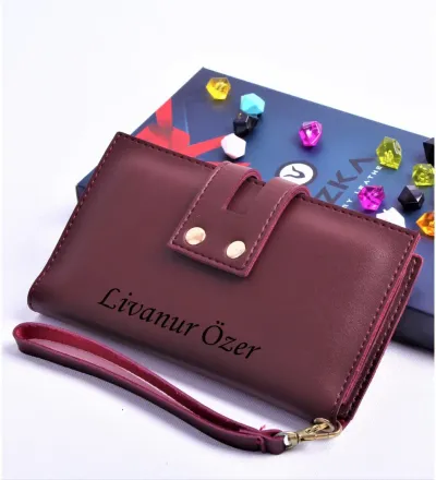 BORDO ÇİFT ÇITÇITLI MODEL TREND KADIN CÜZDANI