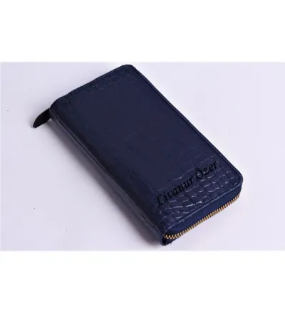 KİŞİYE ÖZEL CROCO MODEL LACİVERT TELEFON BÖLMELİ CÜZDAN