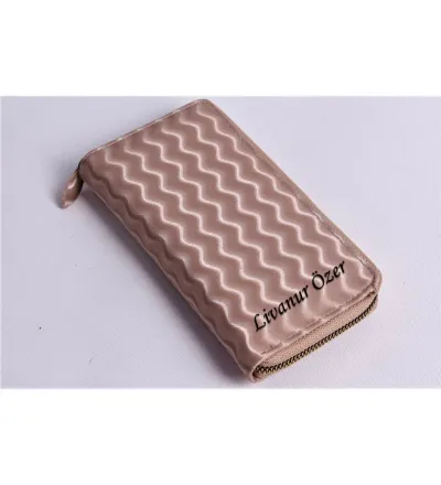 KİŞİYE ÖZEL WAVE MODEL KREM TELEFON BÖLMELİ CÜZDAN