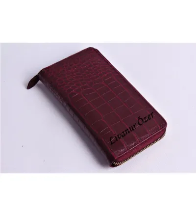 KİŞİYE ÖZEL CROCO MODEL BORDO TELEFON BÖLMELİ CÜZDAN