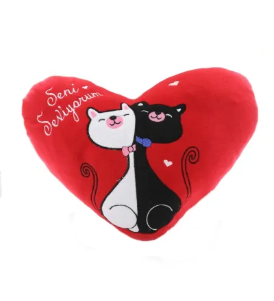 KALP YASTIK SENİ SEVİYORUM KEDİLİ YASTIK LOVE YOU CATS