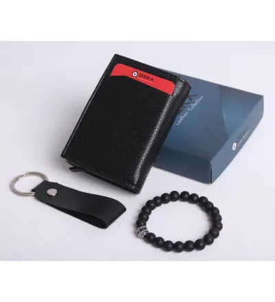 KİŞİYE ÖZEL YENİ TREND OTOMATİK MEKANİZMALI CÜZDAN - ANAHTARLIK VE BİLEKLİK HEDİYELİ