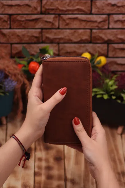 Taba Telefon Bölmeli Unisex Deri Uzun Kartlık Cüzdan Portföy