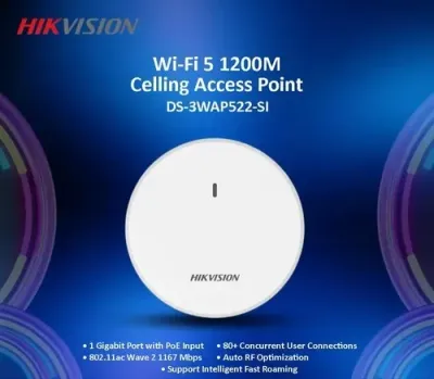 HIKVISION ACCESS POINT INDOOR WIFI 5 1200M 1XGBIT POE DS-3WAP522-SI