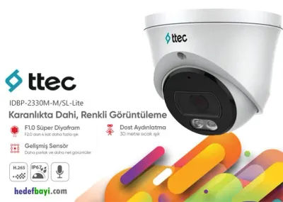 ttec FULL COLOR DOME IPDP-2330M-M/SL-Lite 2MP 2.8mm Sabit Lensli IR KAMERA (TSS)