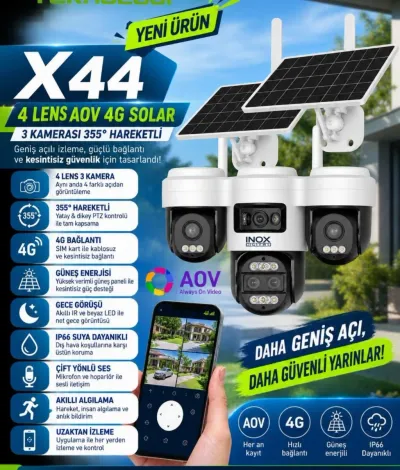 INOX-X44 4G SOLAR ESİM 6 MOTOR 3PT KAMERA