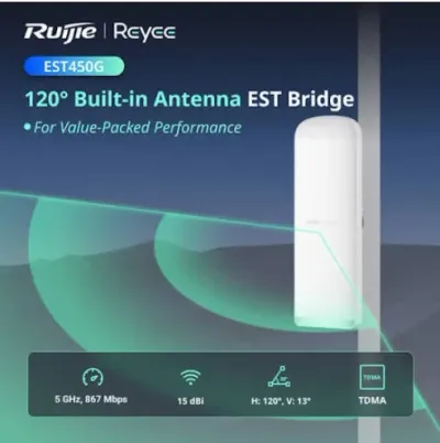 Reyee RG-EST450G 5Ghz Dış Ortam Noktadan Çok Noktaya Access Point, 120 Derece, Kutu İçeriği 1 Adet