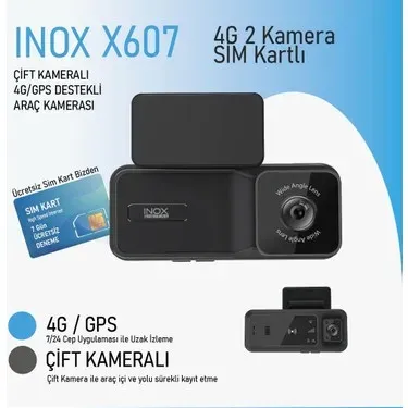 INOX-X607 4G GPS DESTEKLİ ÇİFT YÖNLÜ ARAÇ KAMERASI