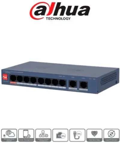 Dahua CS4010-8ET2GT-60-10 Port 10/100 8Port POE 60W Yönetilebilir Switch