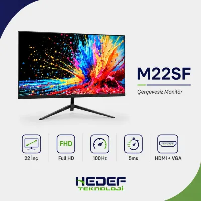 ttec M22SF 22” FHD çerçevesiz LED monitör VGA+HDMI