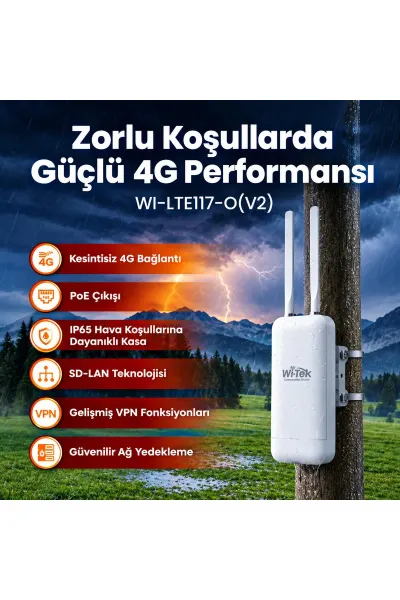 Wİ-TEK - WI-LTE117-O 300Mbps wireless 4G LTE outdoor Router