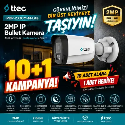 TTEC IPBP-2330M-M-Lite 2MP 2.8mm Sesli IP Bullet Kamera