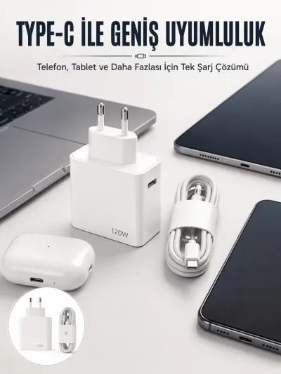 Type-C 120W Şarj Aleti Hızlı Şarj Turbo Yeni Nesil