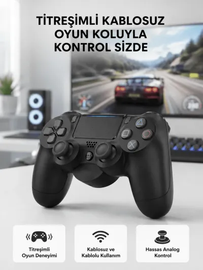 PS4 Kablosuz Oyun Kolu V2 – Bluetooth Bağlantılı, Titreşimli, PC ve Mobil Uyumlu