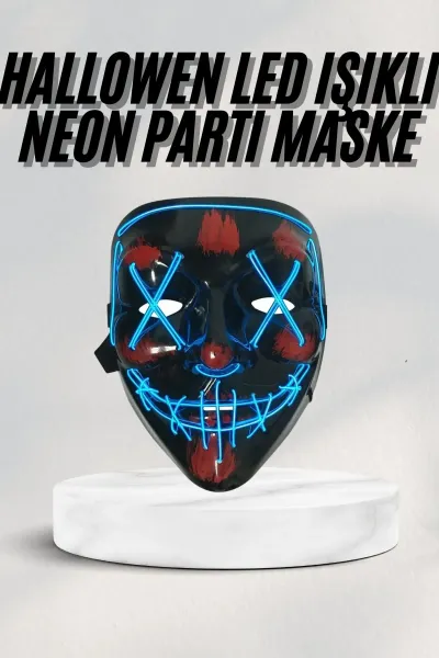Led Işıklı Neon Maske Cadılar Bayramı Maskesi Korkunç Korku Maskesi