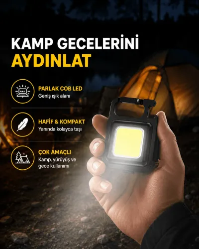 USB Type-C Şarjlı Mini Fener – Manyetik, Katlanabilir ve Şişe Açacaklı Tasarım Yeni Nesil