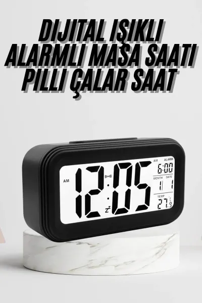 Dijital Masa Saati Termometre Takvim Led Ekran Pilli Ev Ofis Masası