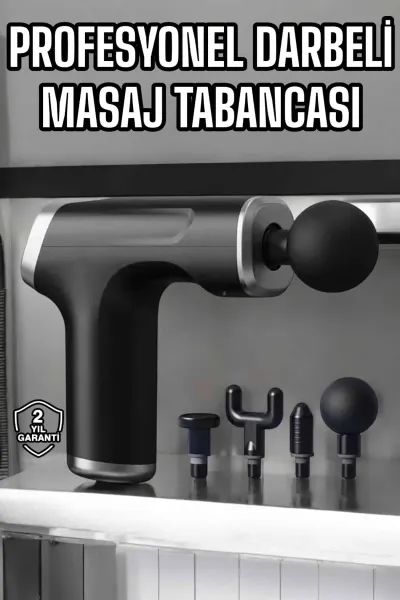 Masaj Tabancası 4 Başlıklı Kas ve Vücut Ağrıları İçin Şarjlı Darbeli