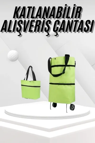 Katlanabilir Tekerlekli Pazar Market Çarşı Arabası Market Alışveriş Çantası