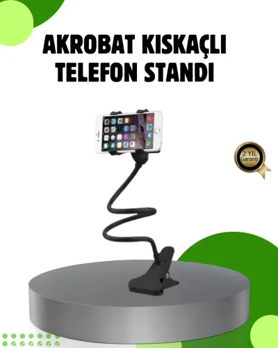 Akrobat Masaüstü Mandallı Telefon Tutucu 360 Derece Dönebilen