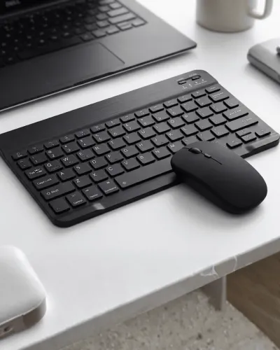 Kablosuz Bluetooth Klavye Mouse Seti Wireless Sessiz İnce Tasarım Çoklu Uyumlu