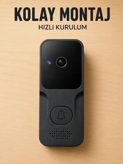 Wi-Fi Akıllı Görüntülü Kapı Zili | HD Kamera, Gece Görüşü ve Telefon Bildirimli