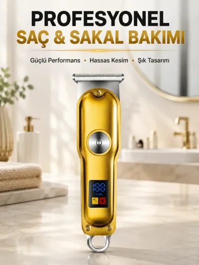 Profesyonel Tıraş Makinesi 120 Dakika Kullanım T Bıçaklı 3 Taraklı USB Şarjlı Saç Sakal Kesme Makinesi
