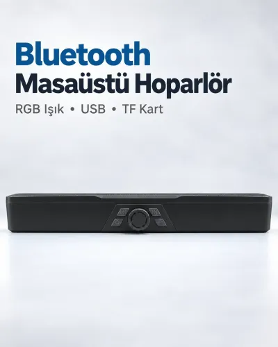 Döner Kontrol Düğmeli RGB Işıklı Bluetooth 5.4 Hoparlör Type C Şarj Girişli Siyah
