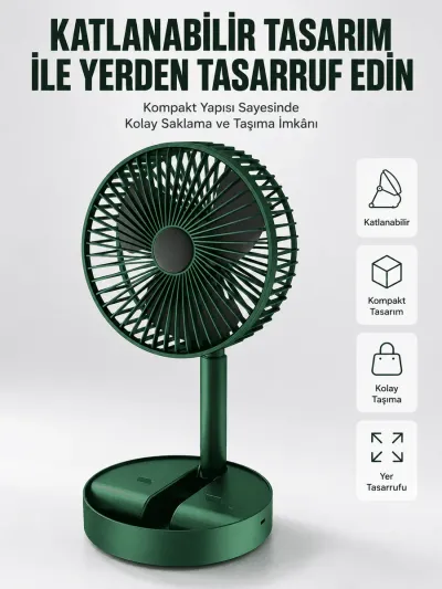 Katlanabilir Usb Şarjlı Masaüstü Soğutucu Mini Fan Telefon Tutucu Yeni Nesil