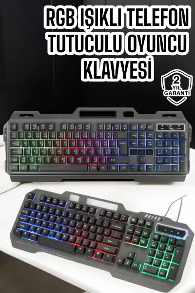 Q Klavye RGB Işıklı Klavye Ve Mouse Seti Kablolu Mouse Hediyeliş