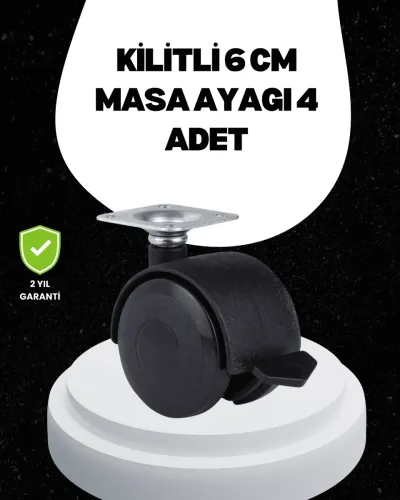 6 cm Kilitli Tekerlek Ayak 4 Adet Sehpa ve Ekipman Uyumlu