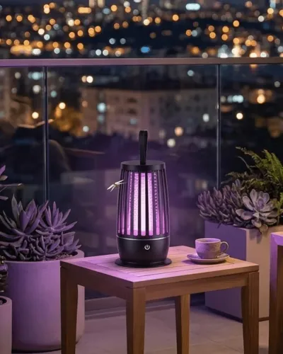 UV Mor Işık Elektrikli Böcek Öldürücü Lamba Gece Aydınlatmalı Sessiz ve Güvenli Kullanım