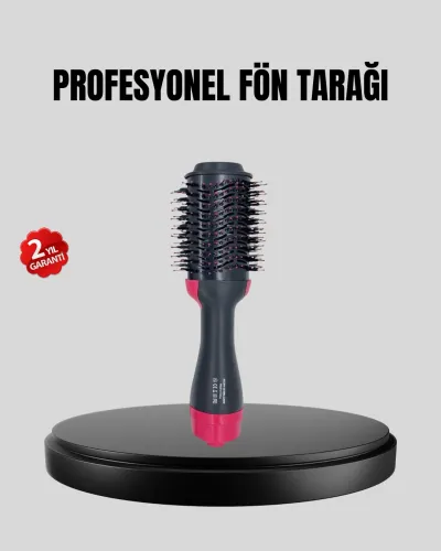 220°C Profesyonel Fön Tarağı – Negatif İyon Teknolojili, 3 Isı Kademeli, 1200W