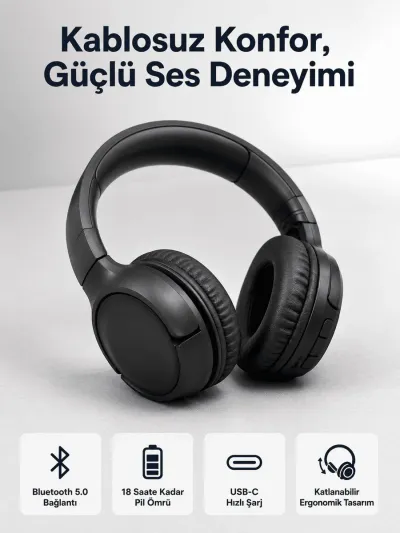 2025 Model Kulak Üstü Bluetooth Hoparlör ANC Özellikli