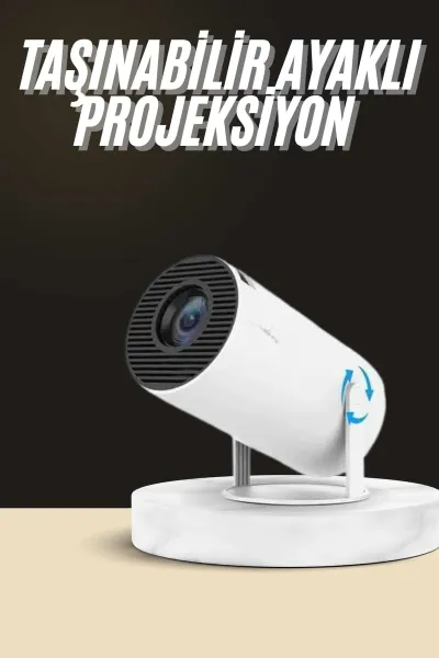 Ayaklı Projeksiyon Taşınabilir Mini Projektör Sinema Projektörü Android