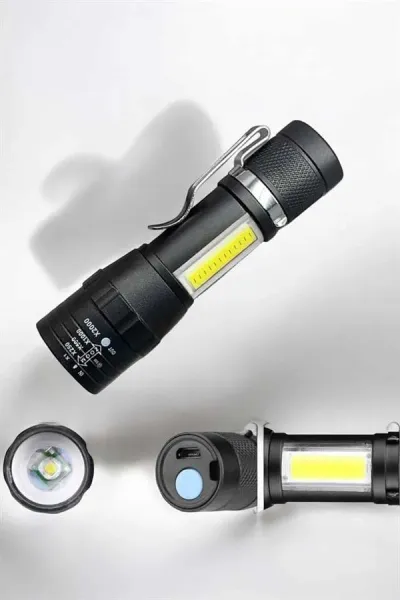 El Feneri Led USB Şarjlı Zoom Mini Led Işık Acil Durum Feneri
