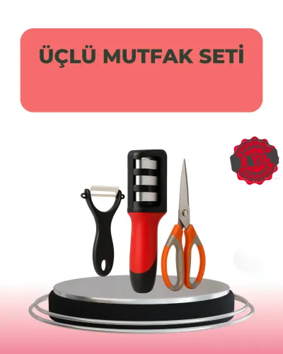 3 Parçalı Çok Fonksiyonlu Mutfak Makas Seti – Paslanmaz Çelik, Ergonomik Tasarım