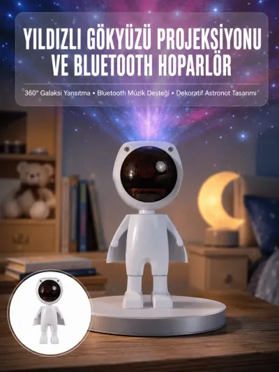 Gün Batımı Lambası Işık Arka Plan Projektör Sevimli Astronot Enerji Tasarruflu Yeni Nesil