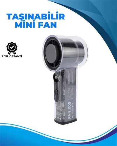 Taşınabilir El Fanı  100 Seviyeli Rüzgar Hızı Ayarı  Sessiz Çalışma - Dijital Ekranlı