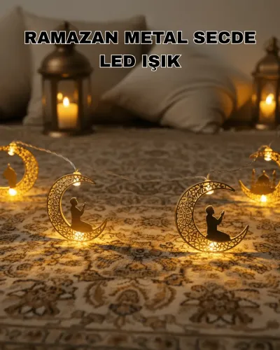 Ramazan Ay Işığı Secde Eden Adam Silüetli LED Peri Işığı