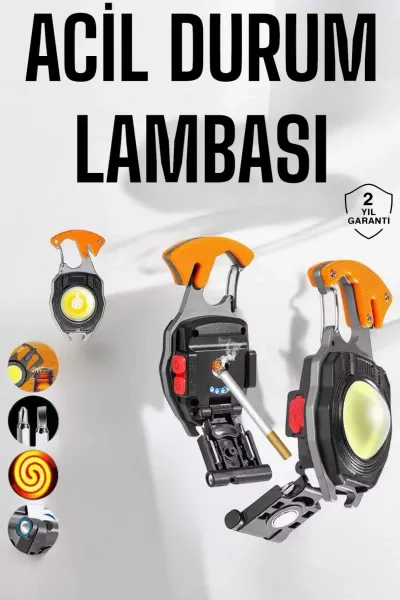 El Feneri Acil Işık Seti Tornavida Düdük Kapak Açma Kamp Lambası