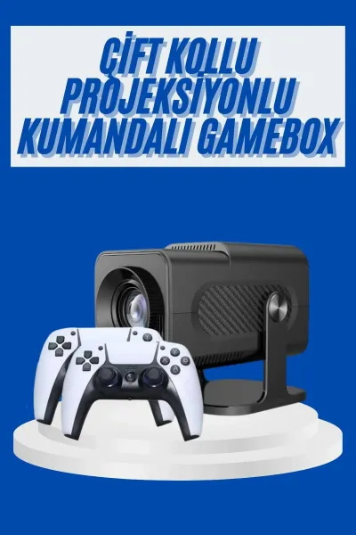 4K Android Smart Wi-fi Çift Kollu Projeksiyon Game Box Kumandalı Taşınabilir