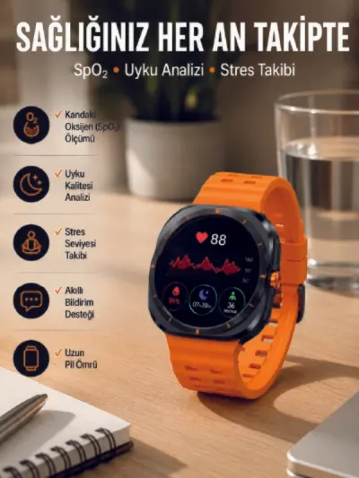 Akıllı Saat Müzik Dinleme Nabız Ölçer NFC ve GPS Uyumlu Sesli Asistan Yeni Nesil