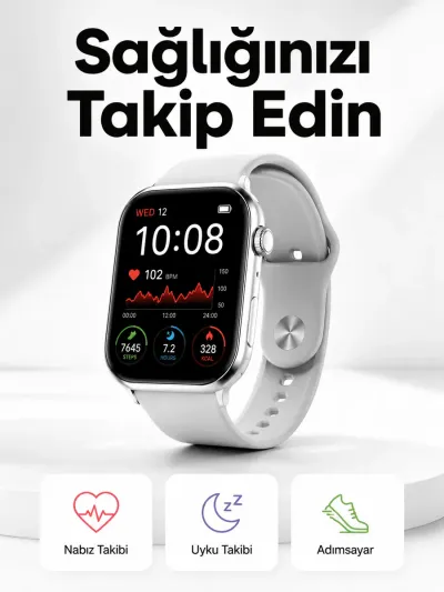 Yeni Nesil Akıllı Saat Adımsayar, GPS, Nabız Ölçer, Uyku ve Sağlık Takibi (Kopya)