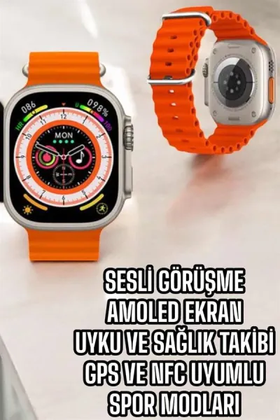 Yeni Nesil Akıllı Saat Nabız Ölçer Sağlık Ölçer ve Kalori Ölçer Uyku Takibi NFC Özelliği