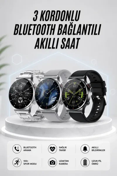 Akıllı Saat Amoled Ekran Bluetooth Bağlantılı Sesli Görüşme Nabız Ölçer