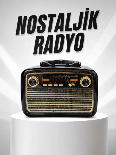 Müzik Kutusu Bluetooth Bağlantılı El Fenerli Nostaljik Tasarım Radyo
