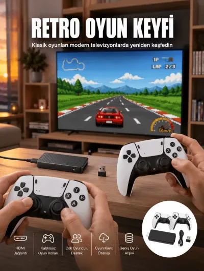 Taşınabilir Retro Oyun Çubuğu Kablosuz Oyun Kolu Seti Yeni Nesil