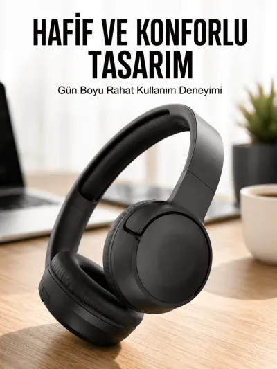Kulak Üstü Kablosuz Bluetooth Kulaklık Gürültü Önleyici Uzun Şarj Süreli