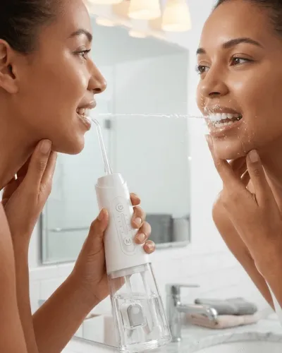 IPX7 Su Geçirmez Şarjlı Ağız Duşu 320 ml Su Tanklı Ayarlanabilir Basınçlı